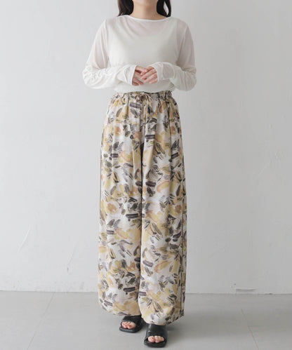 ペインティングフラワーイージーパンツ