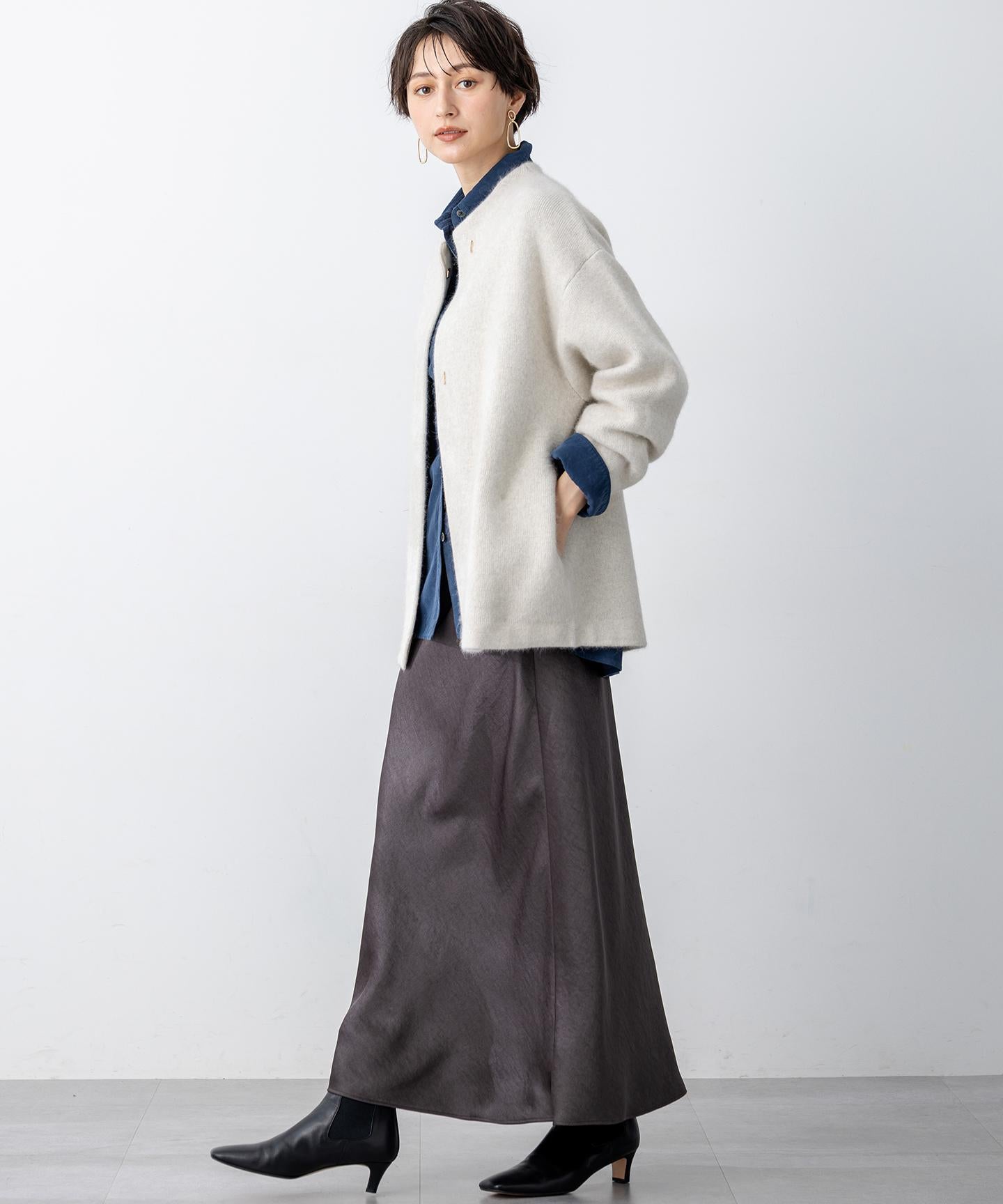 ラクーンブレンドダブルフェイス ニット アウター