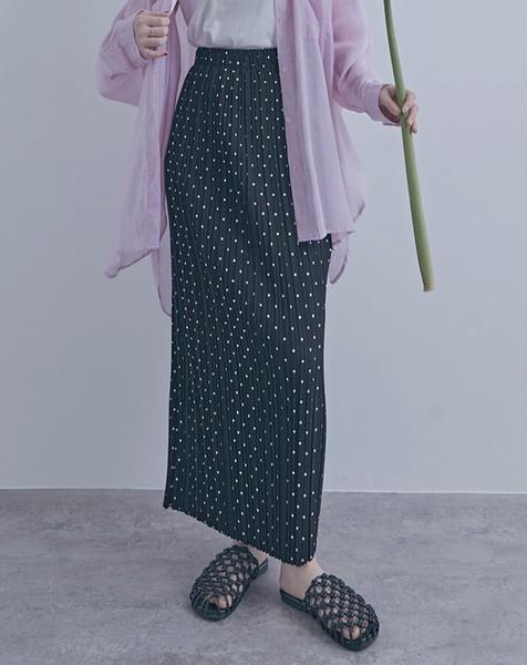 Iラインドットプリーツスカート