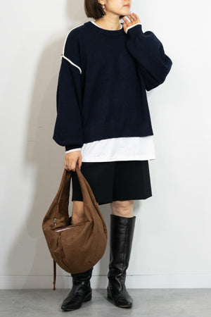 バイカラーラインニット