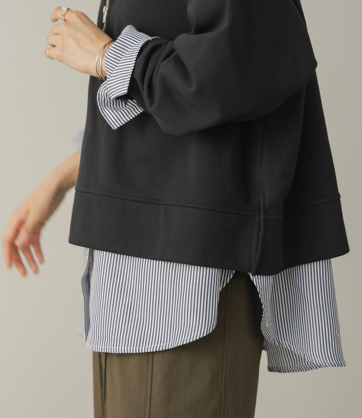 ハーフジップ&シャツアンサンブル