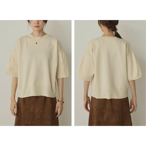 ぽわん5分袖ニットプルオーバー