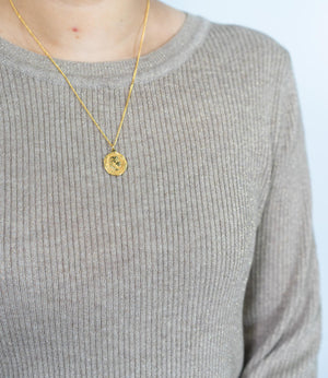 ラメリブクルーネックスリムニット