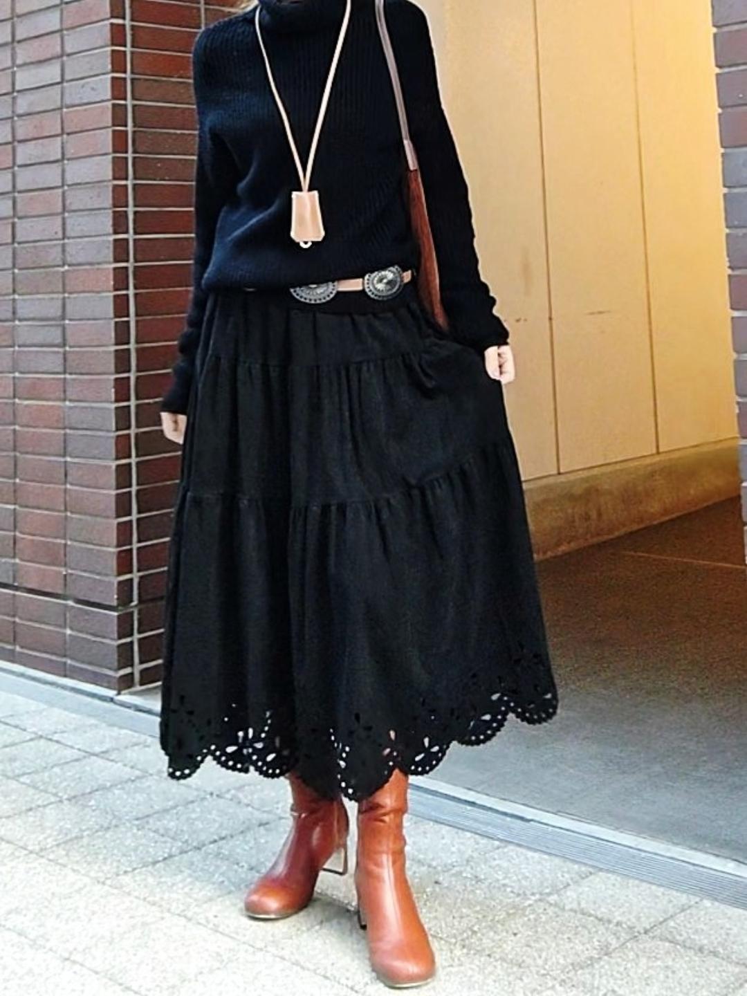 スエードパンチングティアードスカート