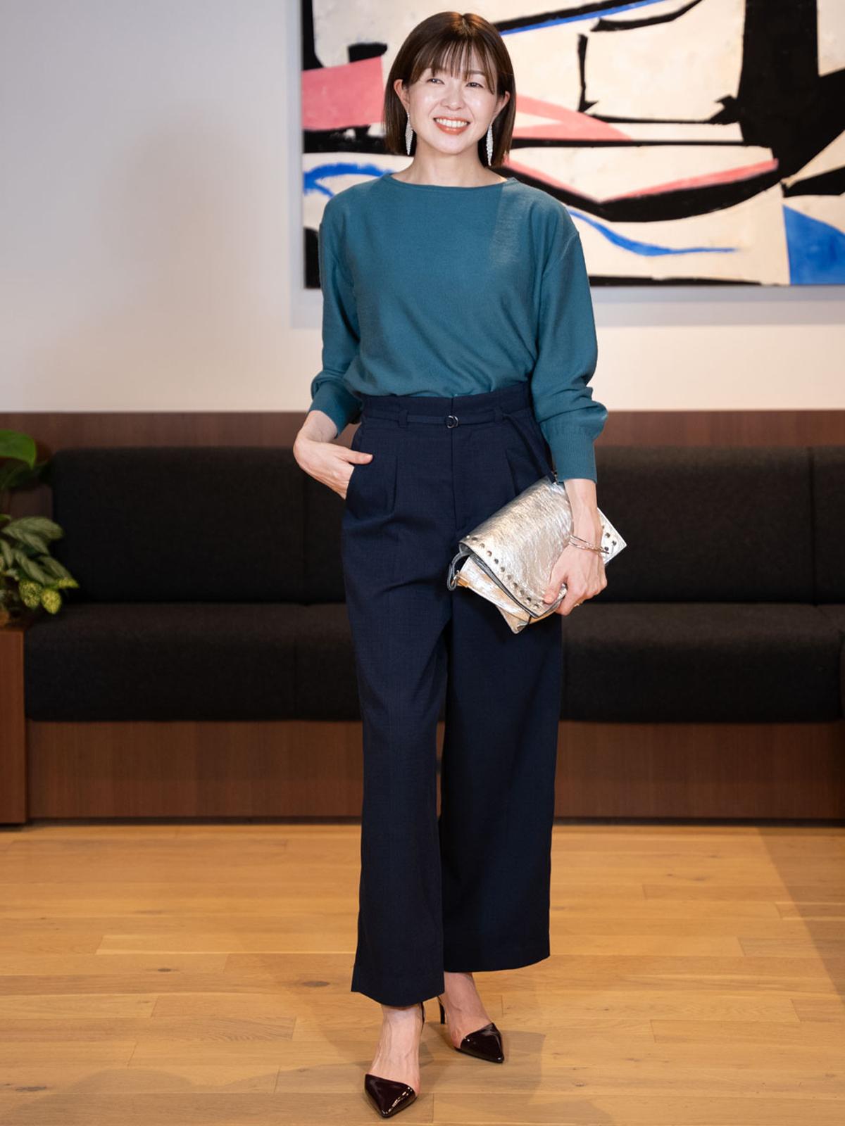 9分丈ハイウエストワイドパンツ