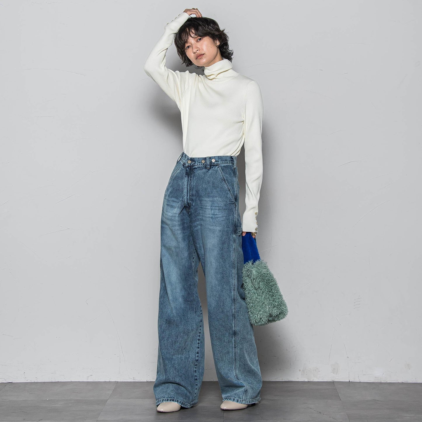 リブタートルニットプルオーバー≪手洗い可能≫