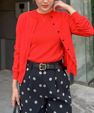 天竺クルーネックカーデ