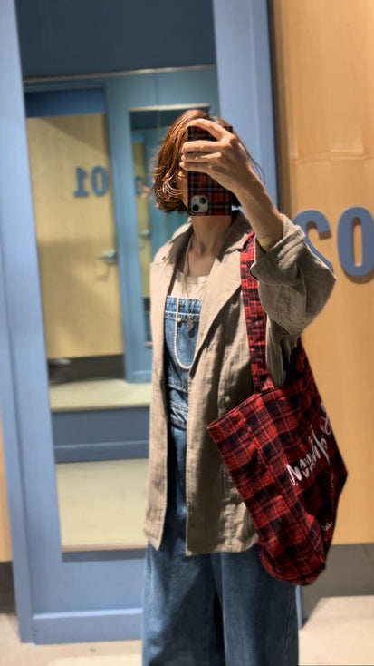 赤チェックトートバッグ – &DROBE (アンドローブ)