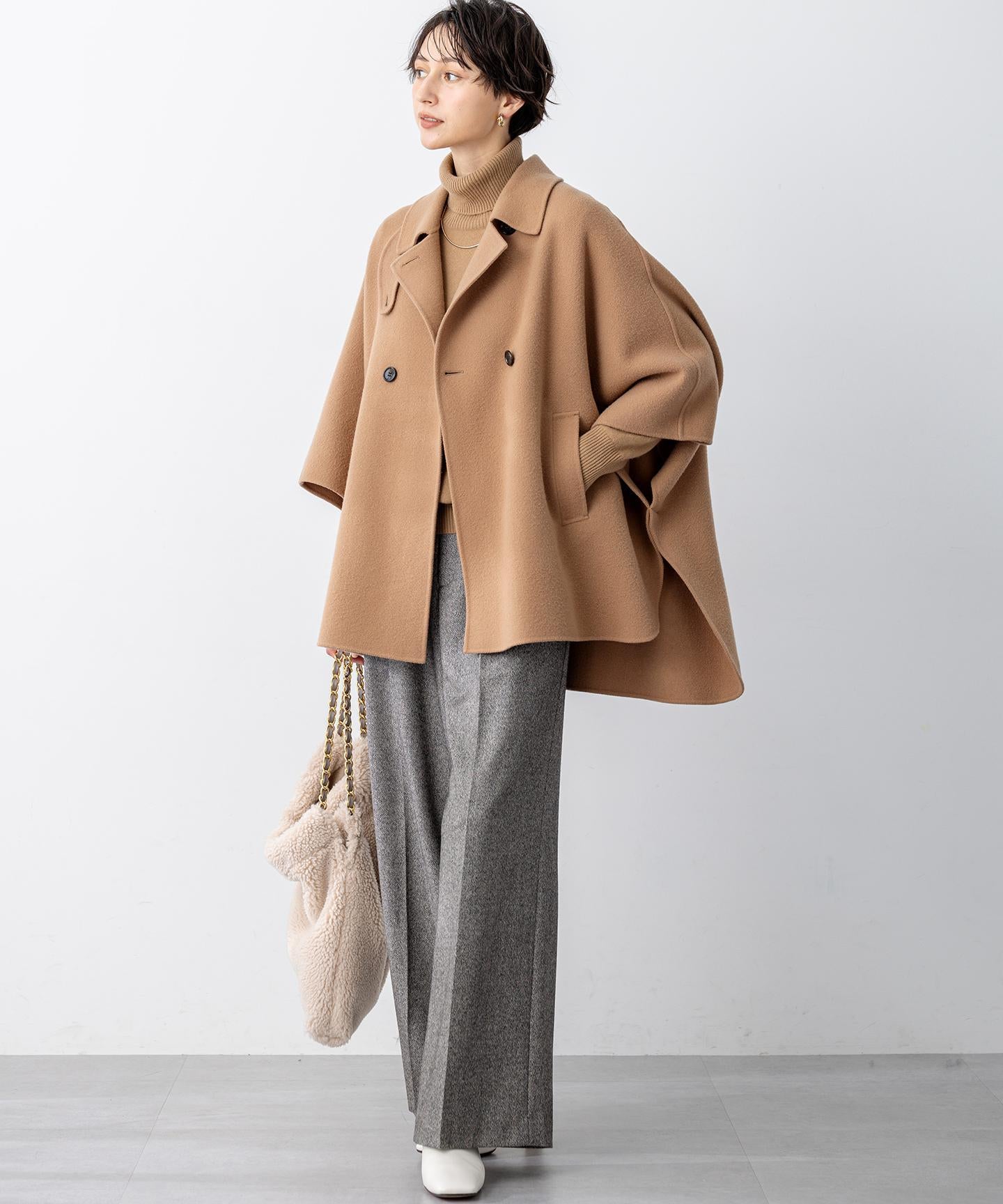 ウールライトリバー ポンチョシルエット コート