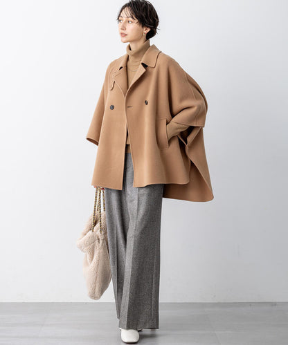 ウールライトリバー ポンチョシルエット コート