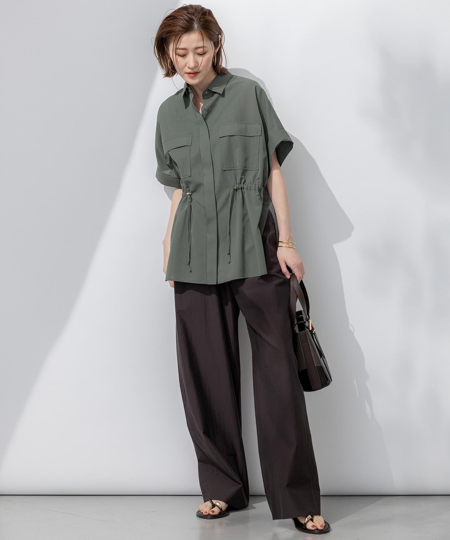 ライトシアーマットクロス ミリタリーディティール シャツ