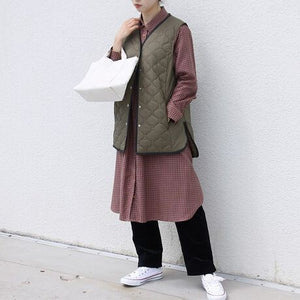 キルティングロングベスト