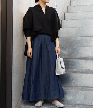 サーキュラーフレアスキッパーブラウス