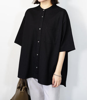 接触冷感バンドカラーシャツ