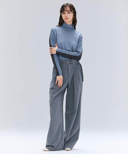 LA MONNAIE / バイカラーウールタートルニット