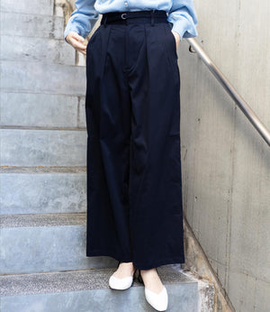 ベルト付きハイウエストストレートパンツ