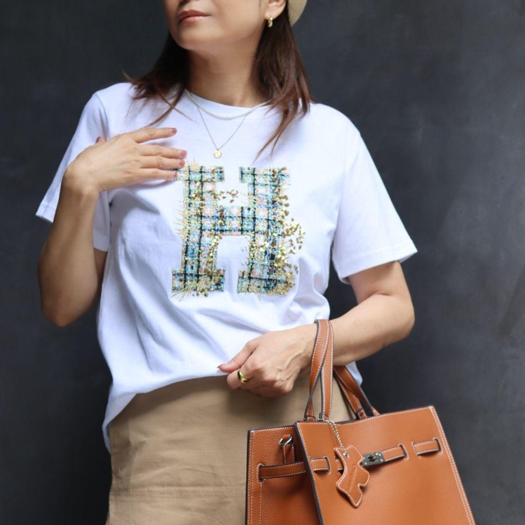 H刺繍Tシャツ