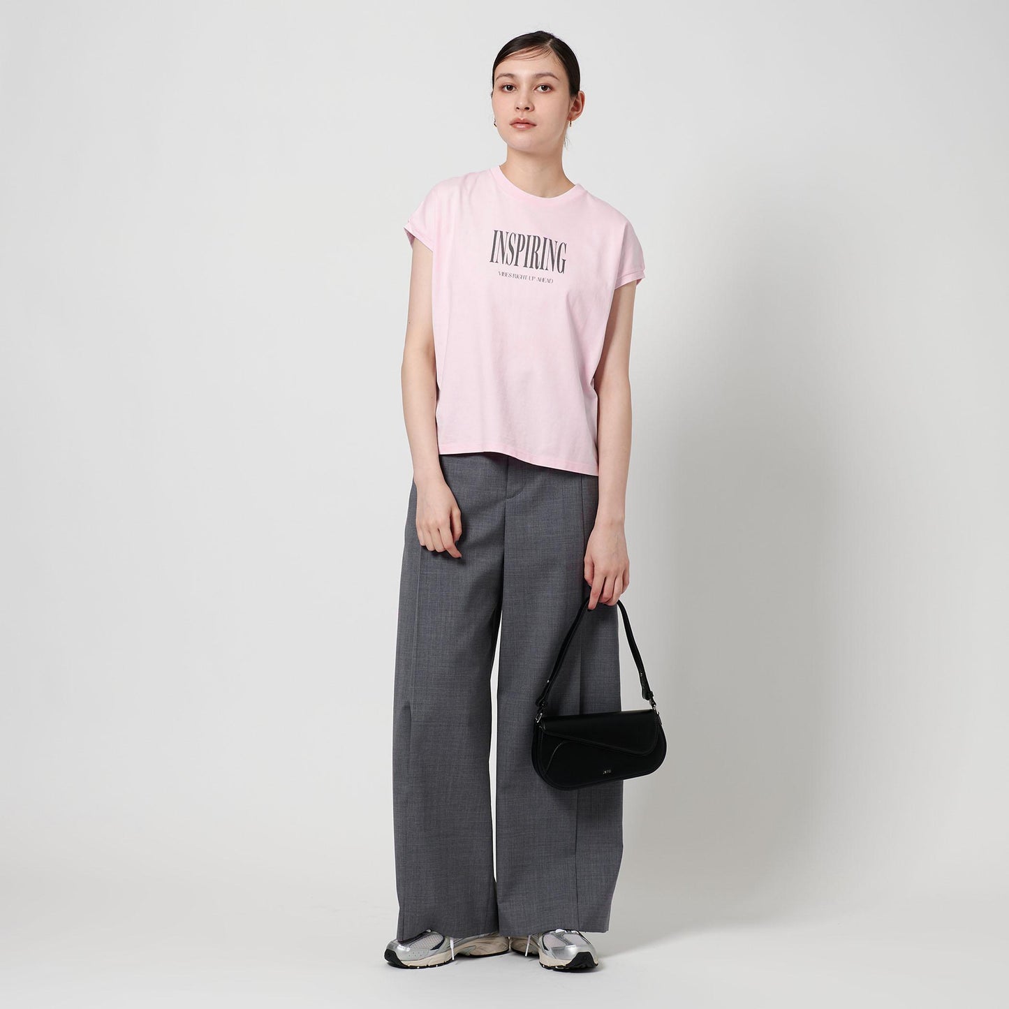 コットン ロゴプリント フレンチスリーブ Tシャツ