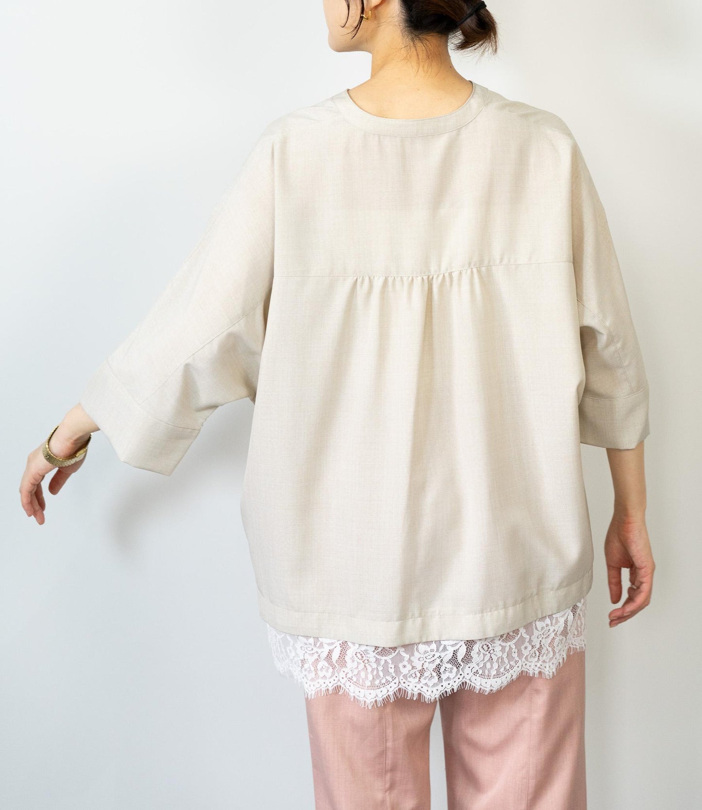 レースドッキングスキッパーブラウス