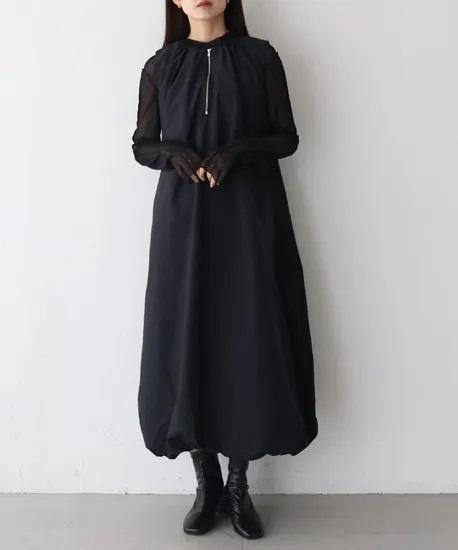 ハーフジップバルーンワンピース