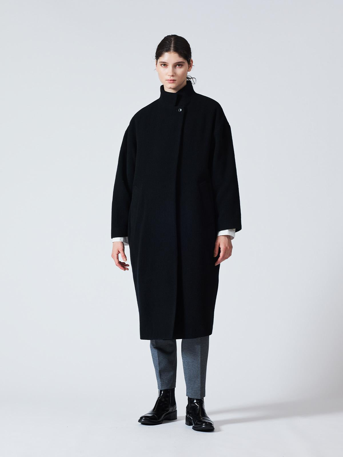 mizuiro ind ウールブレンドスタンドカラーコート