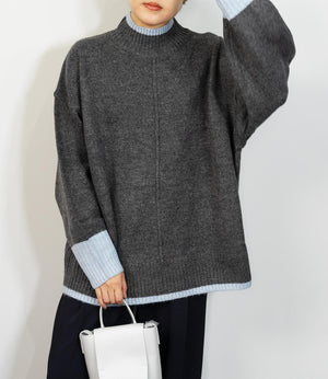 バイカラーハイネックニット