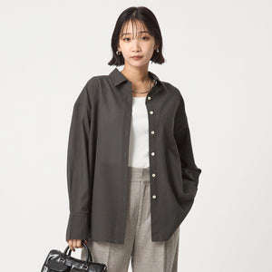 ［size SHORTあり］ウール混ボイル シャツ -ウォッシャブル-