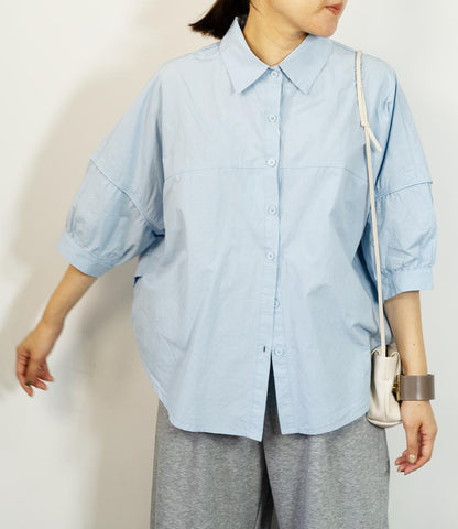 ギャザースリーブ半袖シャツ