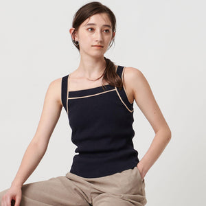 リブスクエアネック パイピングキャミソール - ウォッシャブル -