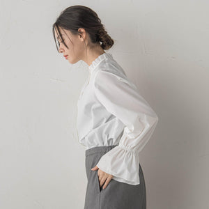 襟フリルブラウス≪洗濯機で洗える≫