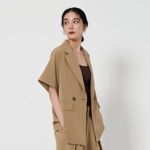 【WEB限定 Wardrobe DAILY MINIMAL】ハーフスリーブ ドルマンジャケット -ウォッシャブル-