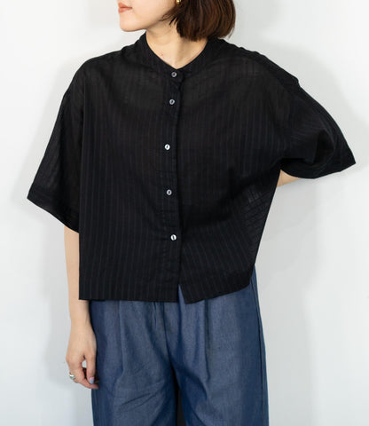 シアーストライプクロップドシャツ