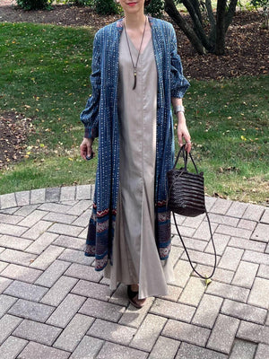 ブロックプリントワンピースコート