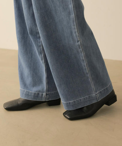ダブルタックワイドデニムパンツ