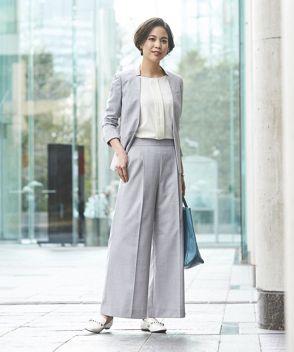 サマーウール混ワイドパンツ