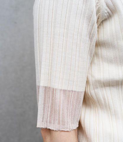 バイカラーシアースリーブスリムニット