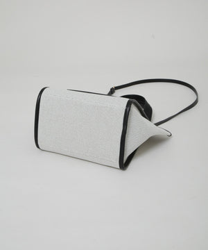 キャンバス×フェイクレザーポケットバッグ