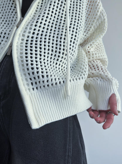 ネットニットフードジップアップ