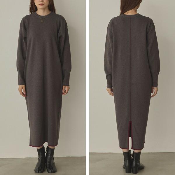 バイカラーストレートニットワンピース