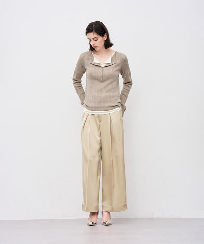 ハイゲージニット ヘンリーネックトップス