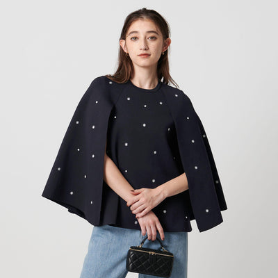 エンブロイダリー フラワー ケープニット ‐ウォッシャブル‐