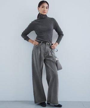 ウーステッドウール リブタートルネック ニット