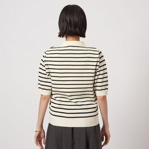 襟付き 5分袖 プルオーバー ニット