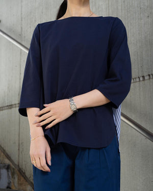 7分袖異素材切替カットソー