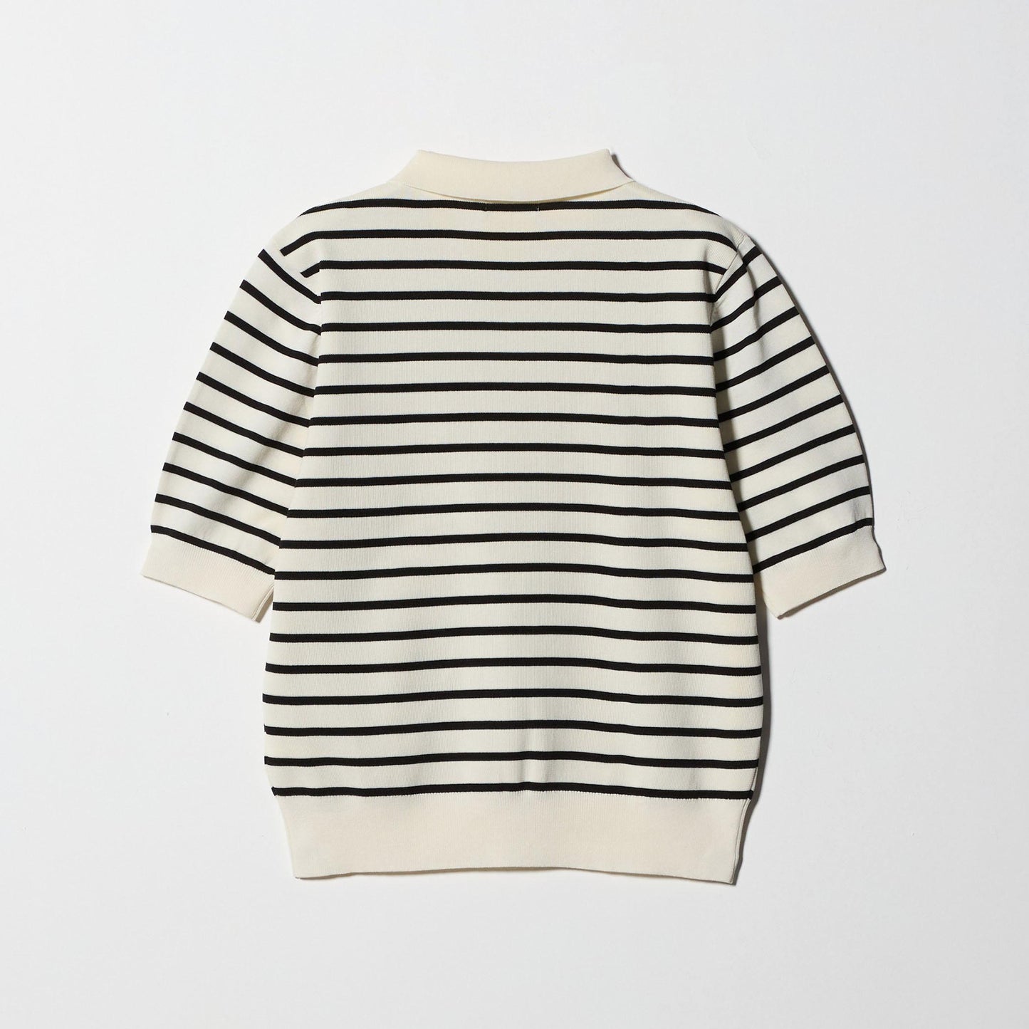 襟付き 5分袖 プルオーバー ニット