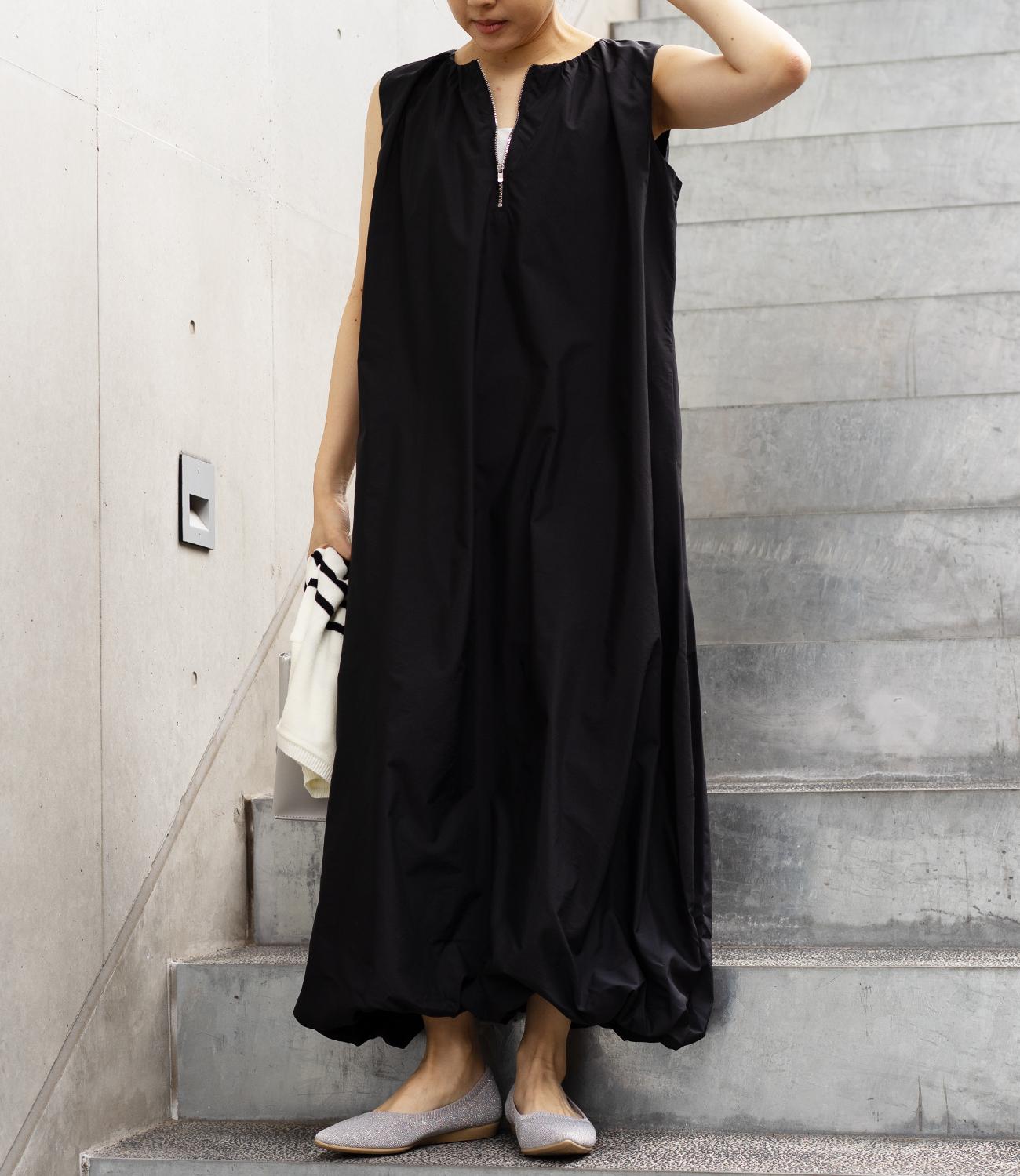 ハーフジップバルーンワンピース