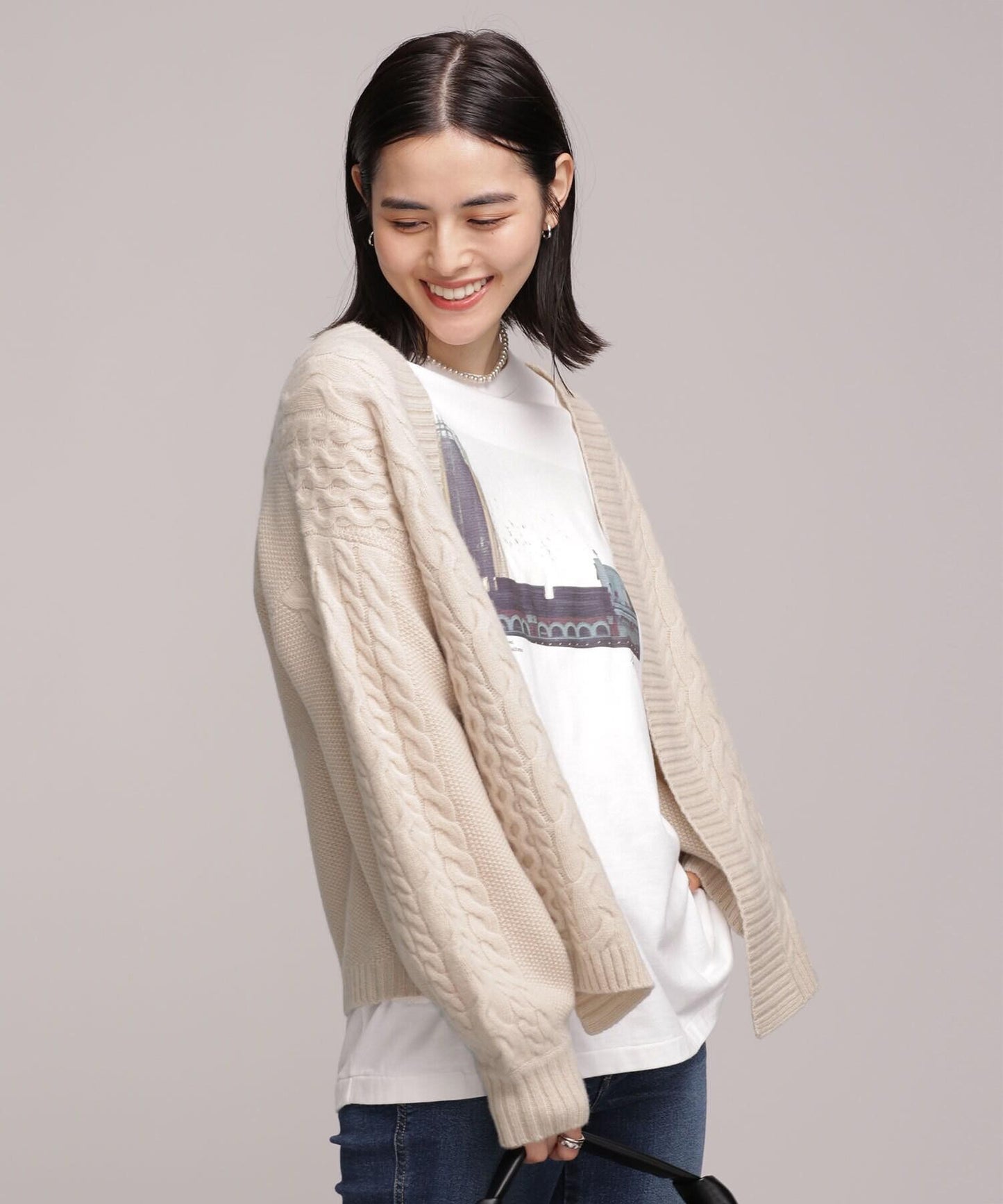 ハミルトン ケーブルショートカーディガン 長袖