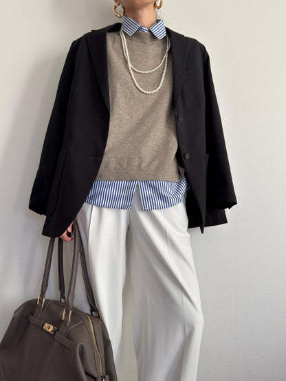 ハートロゴ刺繍ストライプシャツ