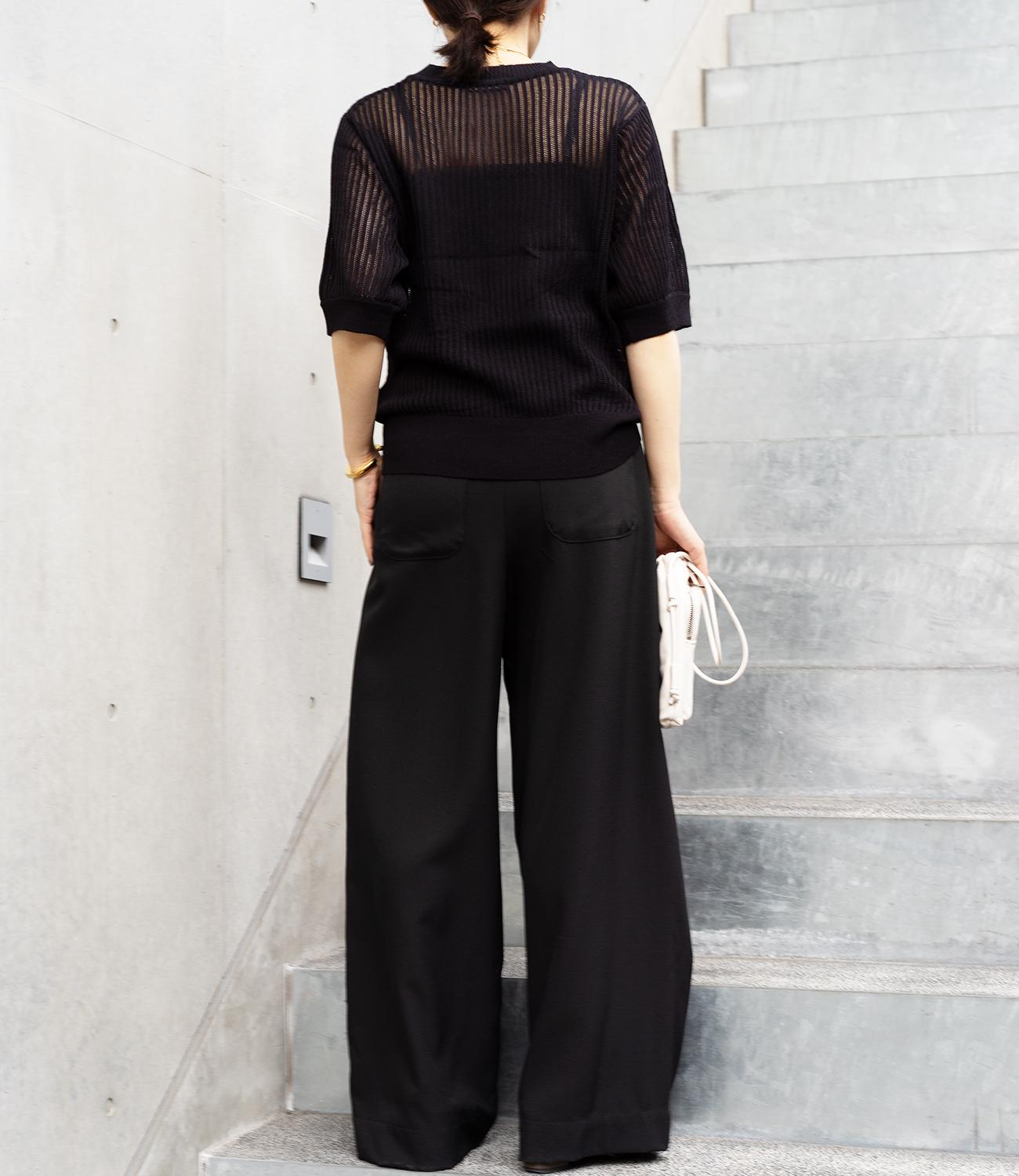 透かし柄編み5分袖ニット