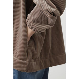 コーデュロイボンバーフーデッドカーディガン